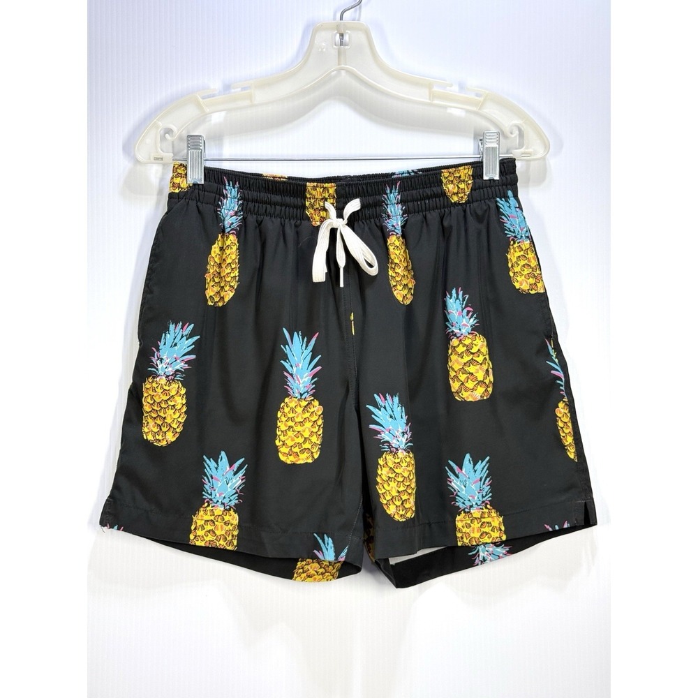 Chubbies Shorts Mens Medium Black Pineapple Swim Trunks 5.5" Lined Beach